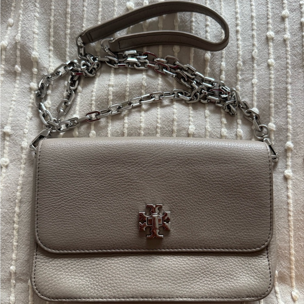 Tory Burch Taupe Leather Crossbody Bag